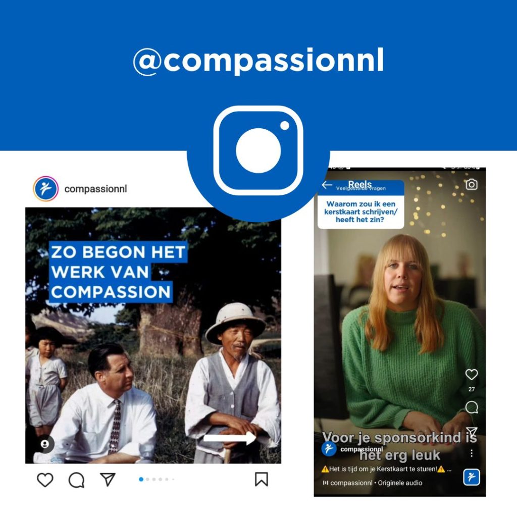 Een voorbeeld van het Instagram-account van Compassion Nederland.